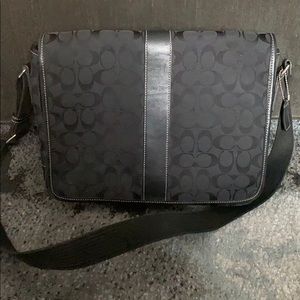 Black Coach logo laptop bag